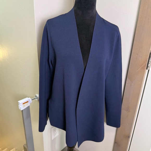 MM Lafleur Sweaters - M.M. Lafleur The Sant Ambroues Jardigan Stretch Navy Blue Business Casual Jacket